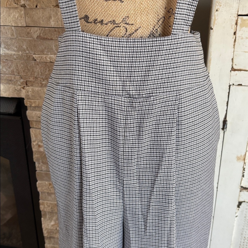 Wild Fable black and gray houndstooth pleated pockets wide leg overall jumpsuit - Picture 3 of 16